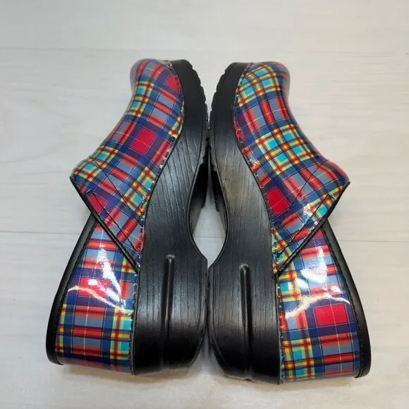 Dansko Colorful Professional Plaid Patent Classic Clogs Size 38 7.5 - 8 - Picture 4 of 12